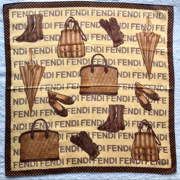 FENDI RARE Mini Scarf Handkerchief FF Cotton bag